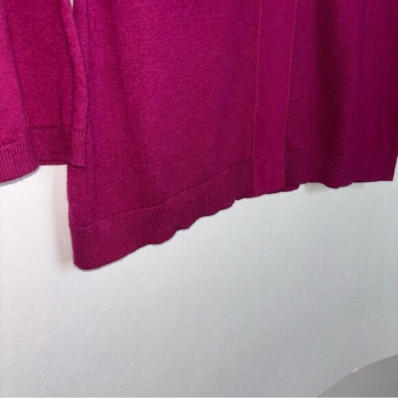 Garnet Hill Fuchsia Silk Blend Sweater Satin Bow Detail Medium Knit Old Money - Picture 9 of 13